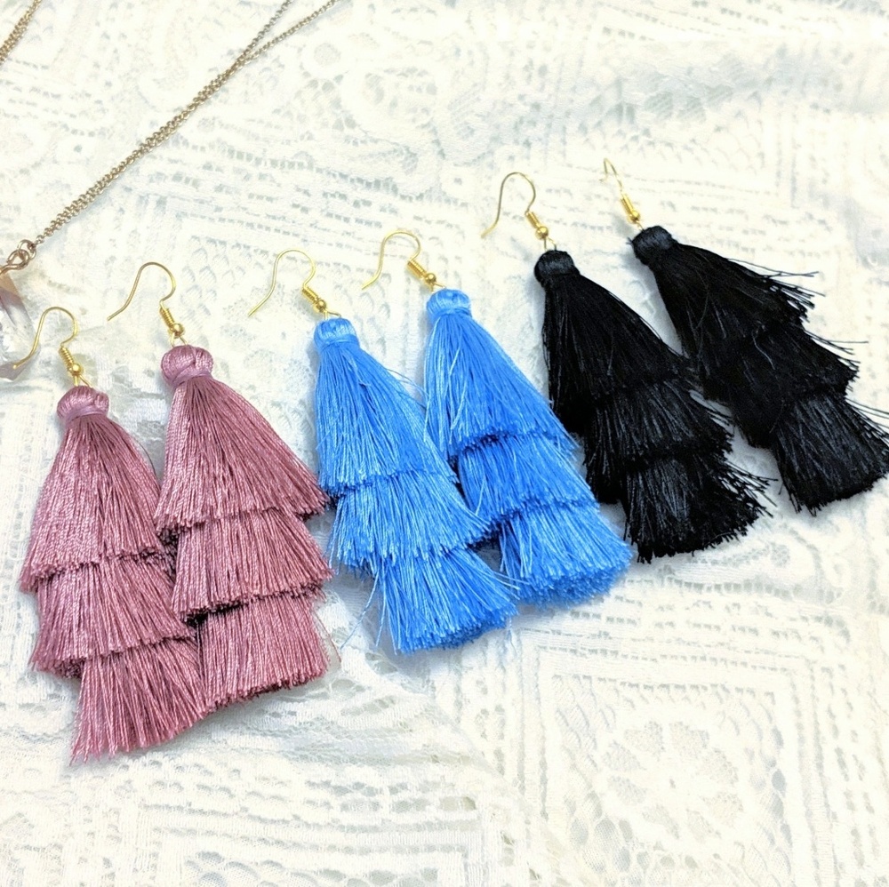 Boho Layered Tassel Earrings - Picture 1 of 4
